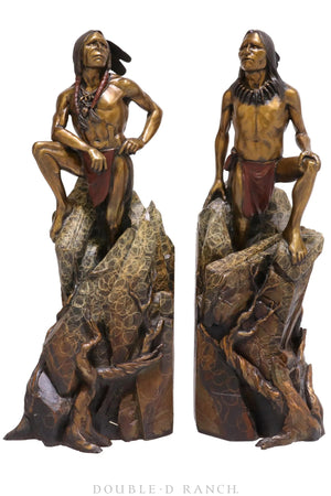 Miscellaneous, Art, Bronze, Patinated Bookends, Limited edition, Dan Garrett 50 of 50, Vintage '95, 616