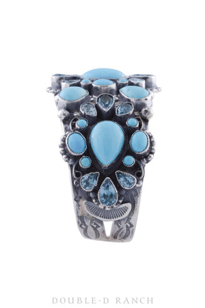 Cuff, Cluster, Jeweled, Turquoise & Aquamarine, Hallmark, Contemporary, 3112