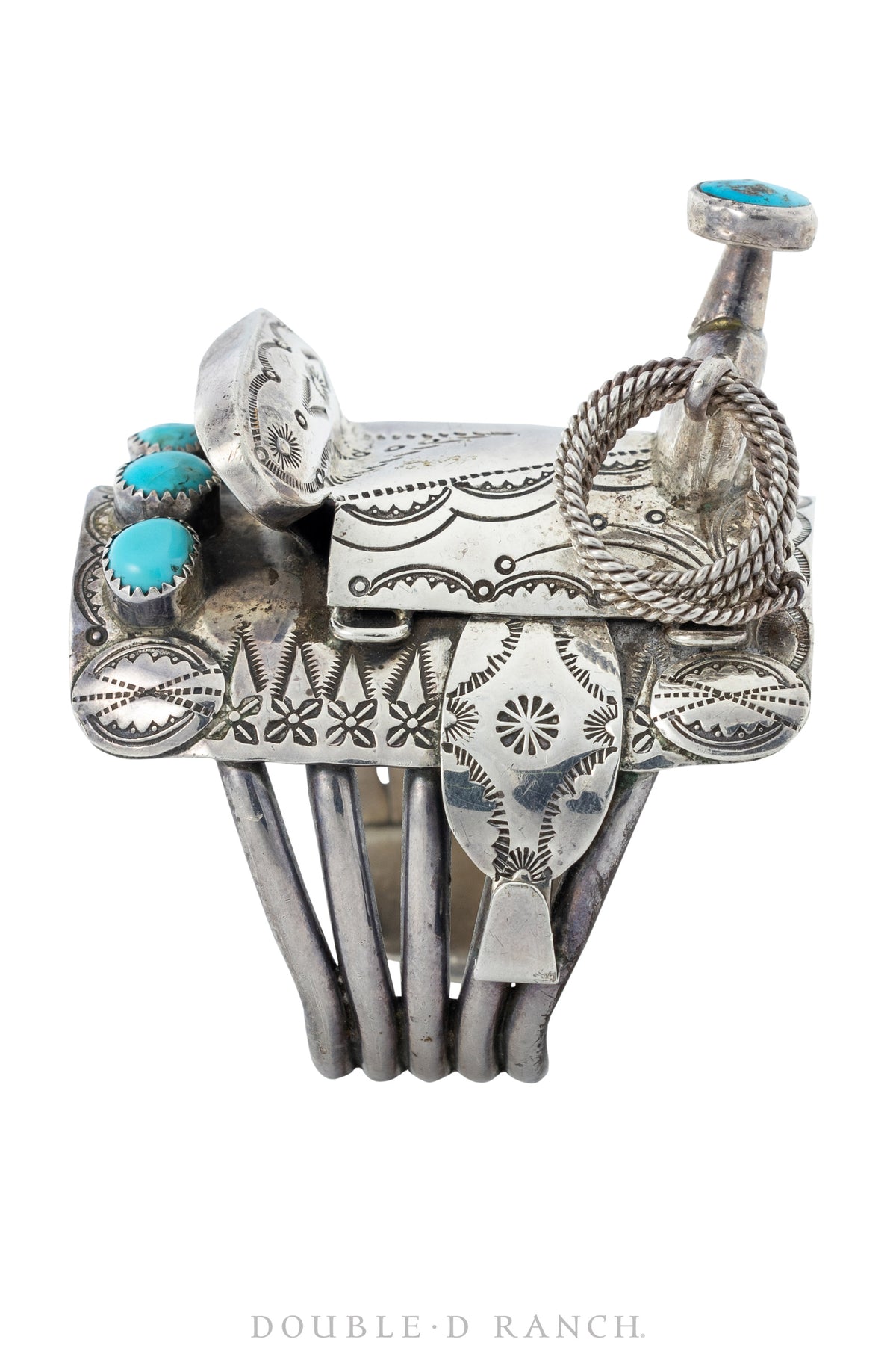 Cuff, Novelty, Saddle, Turquoise, Hallmarked, Vintage, 3048