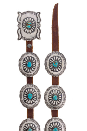 Belt, A Concho, Turquoise, Repousse, Hallmark, Contemporary, 260