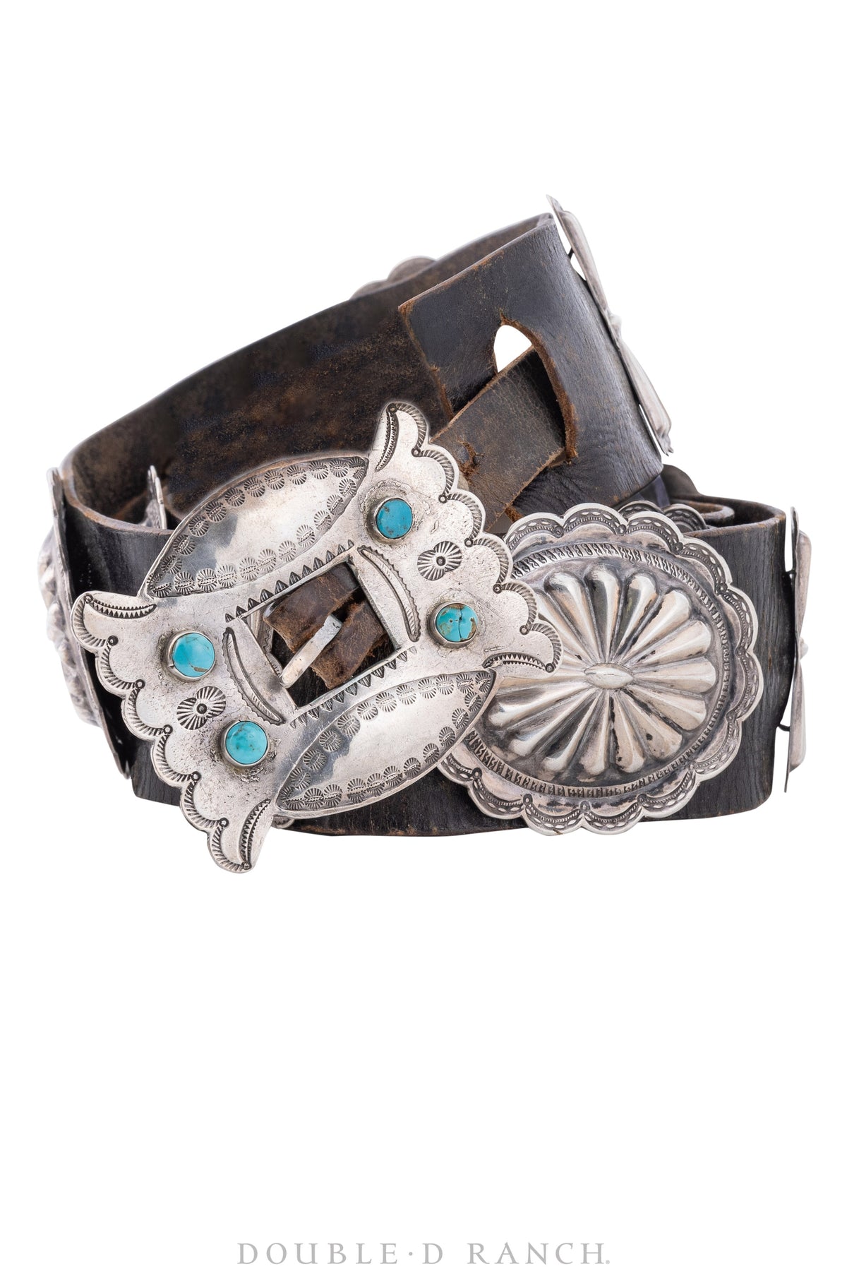 Belt, A Vintage, Concho, Turquoise, Marked, Old Pawn, circa 1940s, 246