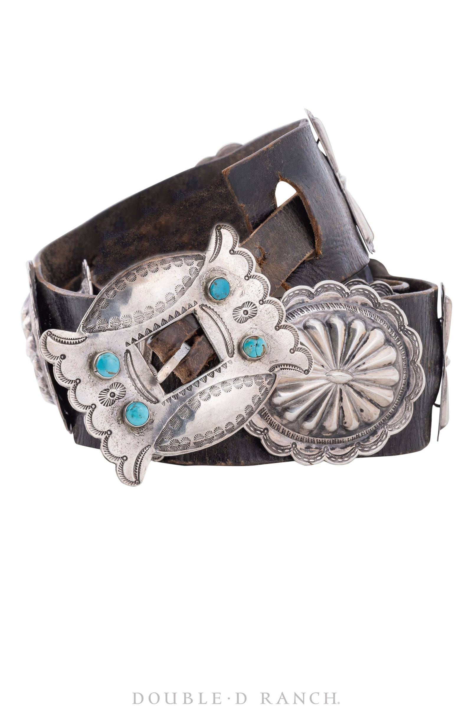 Belt, A Vintage, Concho, Turquoise, Marked, Old Pawn, circa 1940s, 246