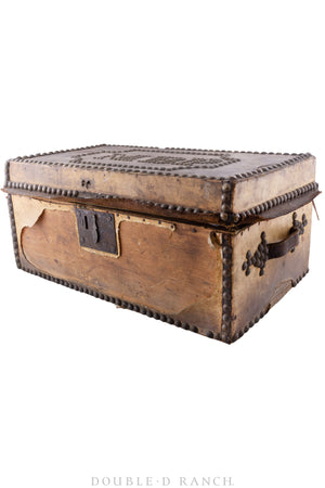 Miscellaneous, Box, Hide Covered, Studded, Vintage, Early 20th Century, 559