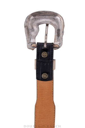 Belt, A Vintage, Ranger, Horse Head Buckle, Moc Croc, Vintage, 215