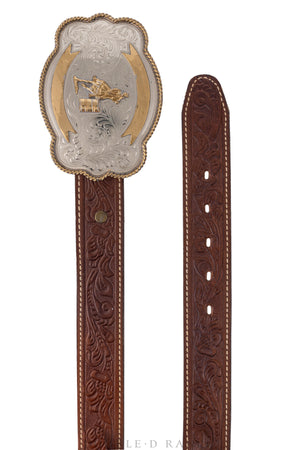Belt, A Vintage, Buckle, Trophy, Western, Tooled Leather Strap, Vintage ‘90s, 220