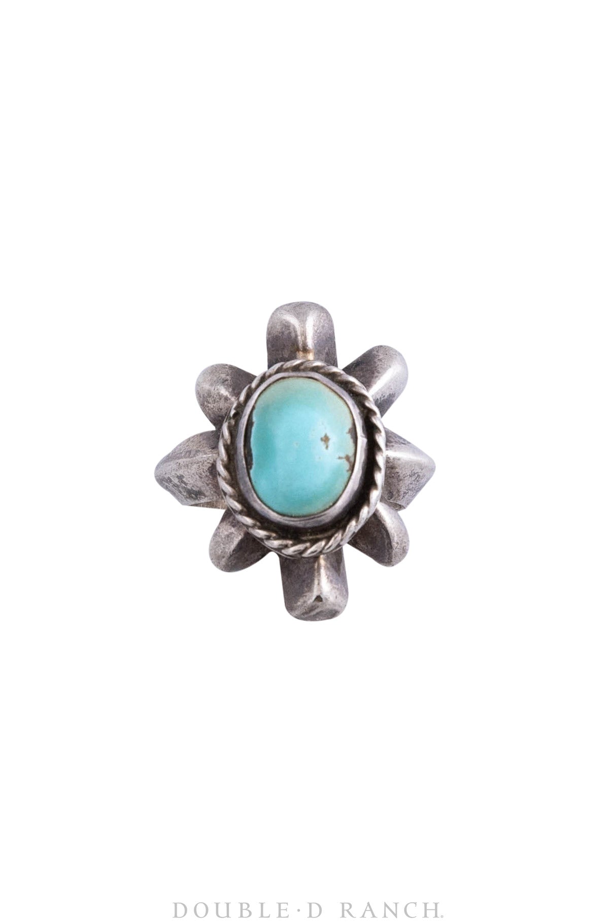 Ring, Turquoise, Sandcast, Coin Silver, Vintage, Early 20th Century, 985