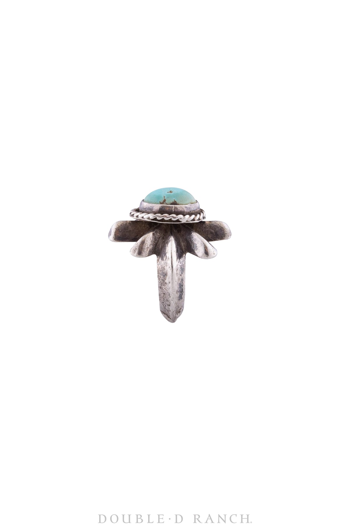 Ring, Turquoise, Sandcast, Coin Silver, Vintage, Early 20th Century, 985