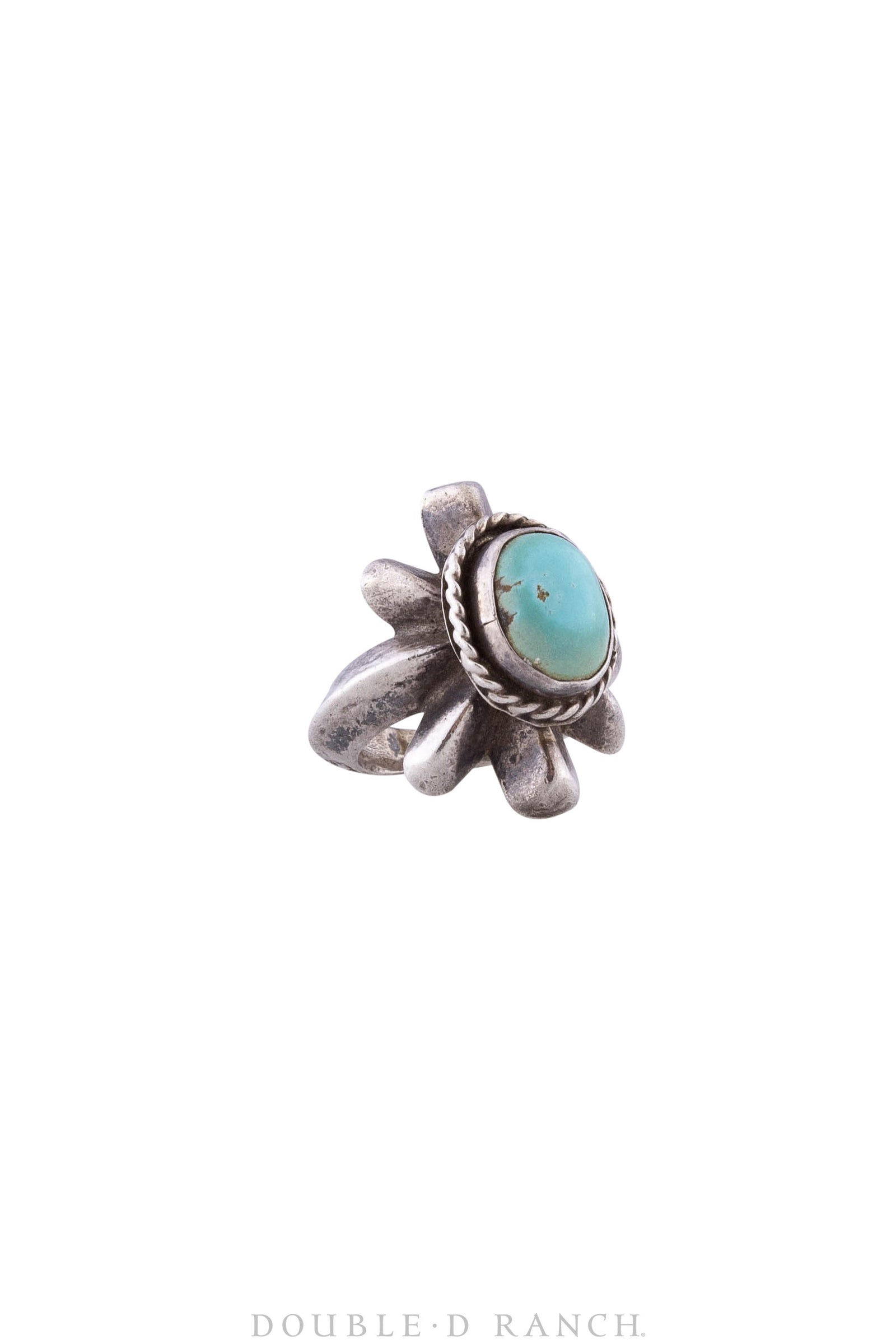 Ring, Turquoise, Sandcast, Coin Silver, Vintage, Early 20th Century, 985