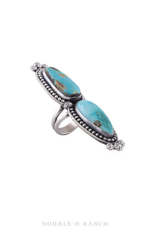Ring, Turquoise, Double Stone, Statement, Hallmark, Contemporary, 958