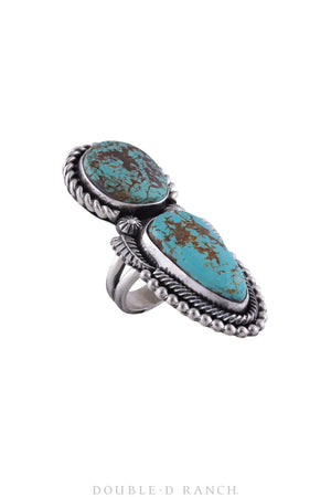 Ring, Turquoise, Double Stone, Statement, Hallmark, Contemporary, 960