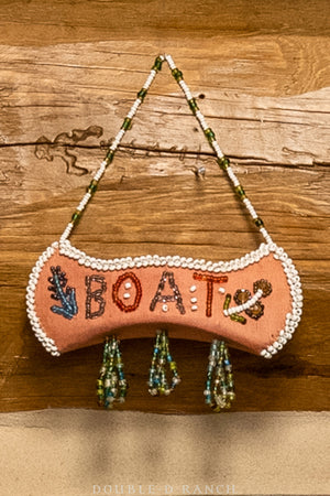 Whimsey,  Beaded, Canoe, "Boat", Tassels, Vintage