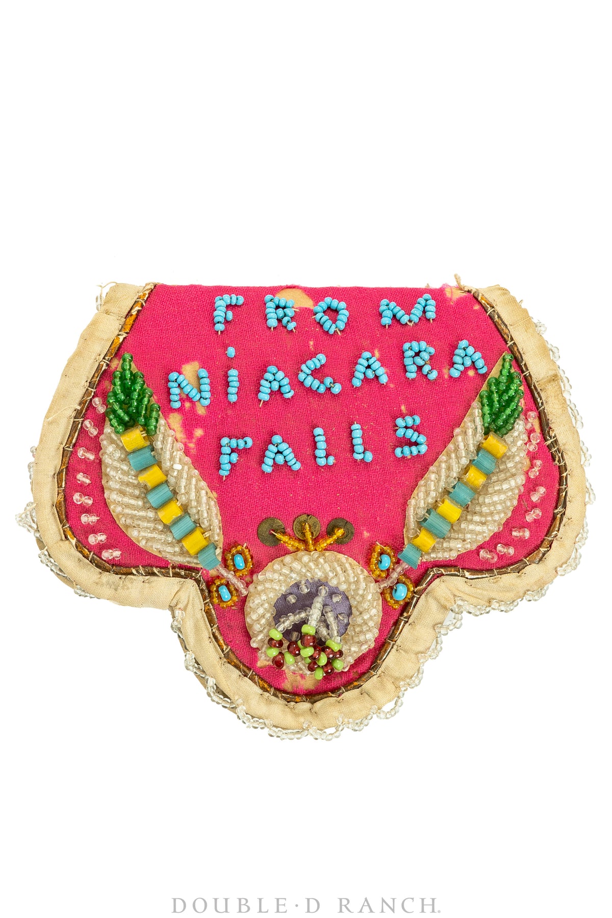 Whimsey, Purse, Needle Case, Heavy Beading, Rabbit Motif, "From Niagara Falls", Vintage, Turn of the Century, 299