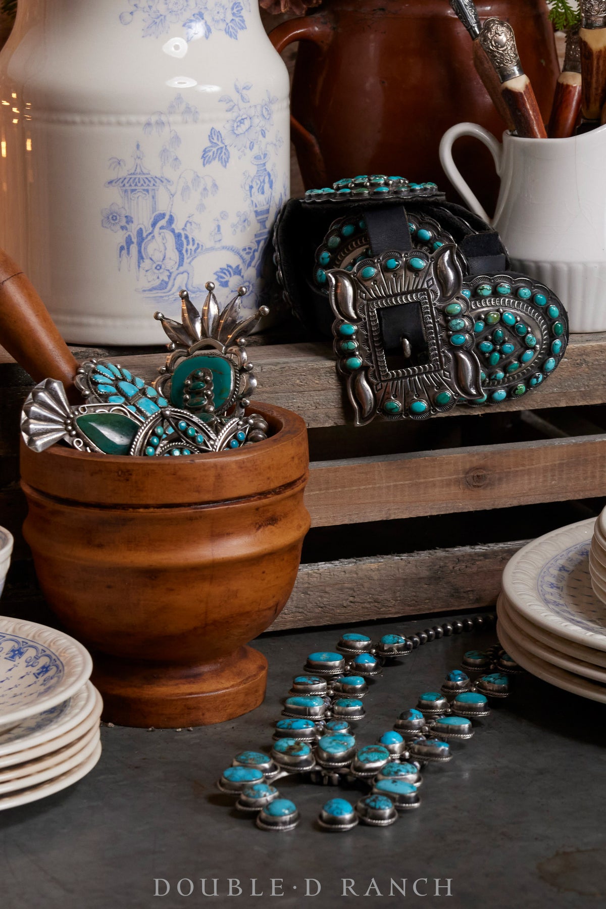 Pin, Cluster,  Turquoise, Bowtie, Hallmark, Vintage, 1950's, 690