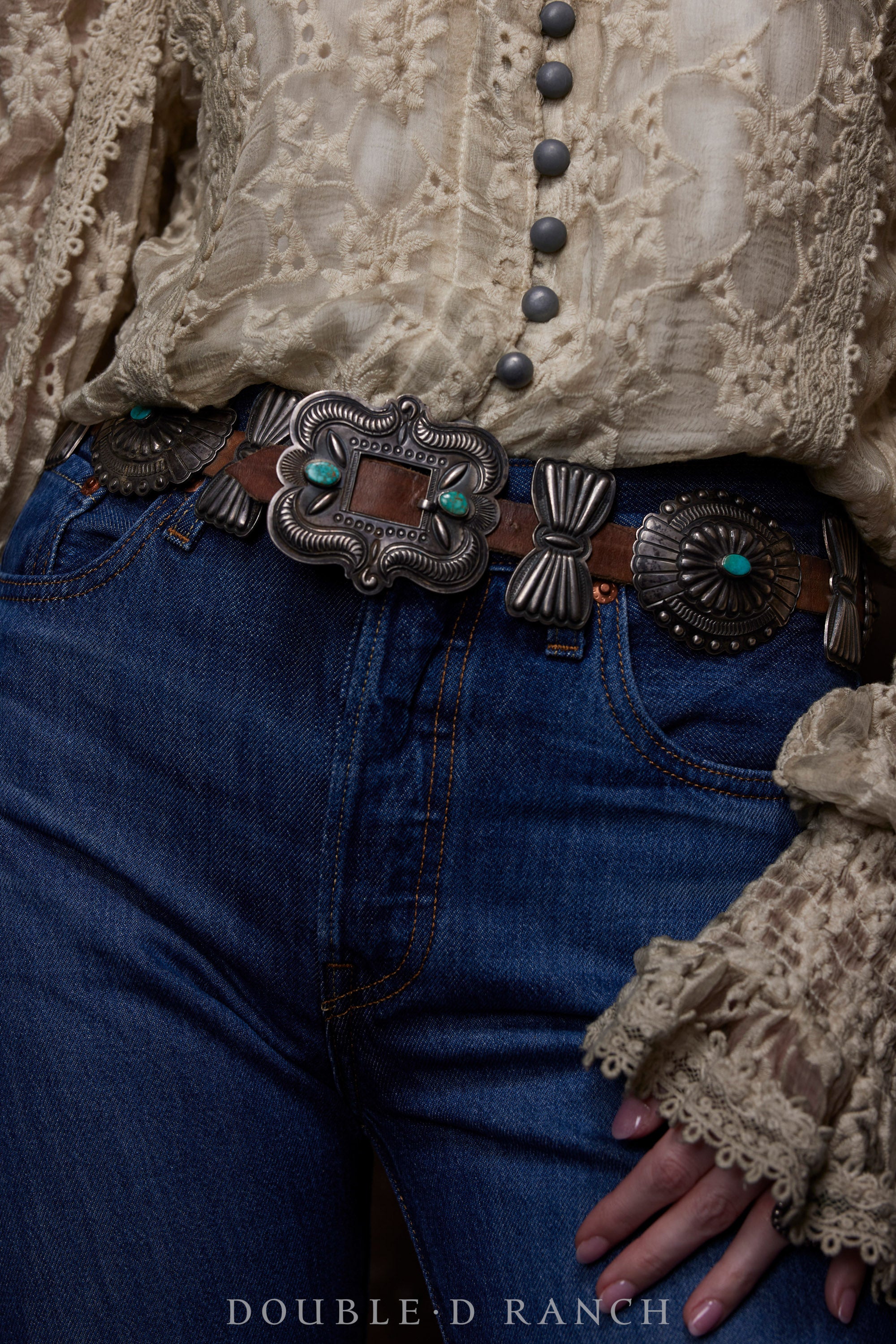 Belt, A Vintage, Concho, Turquoise, 3rd Phase Revival, Harry Morgan Ha
