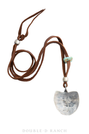 Necklace, Leather Thong, Turquoise, Jesse Robbins Hallmark, Artisan, Contemporary, 1887