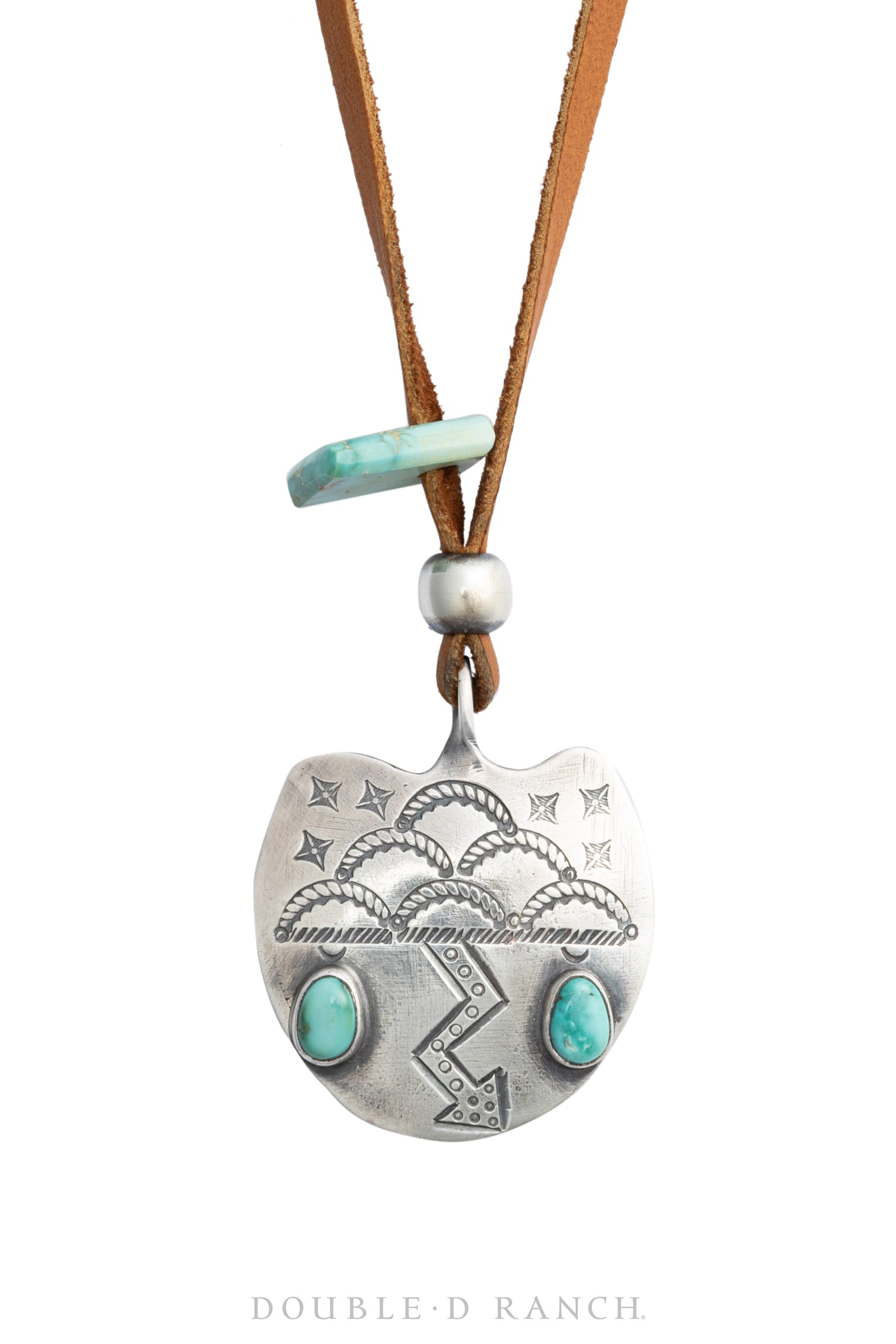 Necklace, Leather Thong, Turquoise, Jesse Robbins Hallmark, Artisan, Contemporary, 1885