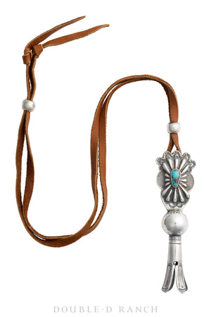 Necklace, Leather Thong, Turquoise, Royston Mine, Jesse Robbins Hallmark, Artisan, Contemporary, 1776