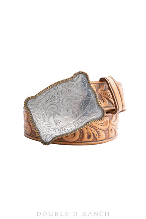 Belt, A Vintage, Buckle, Engraved, Western, Riding Club Trophy, Hallmark, Vintage, 418