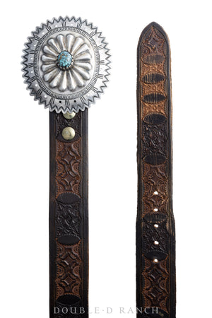 Belt, A Vintage, Buckle, Concho, Turquoise, Hallmark, Vintage, 391