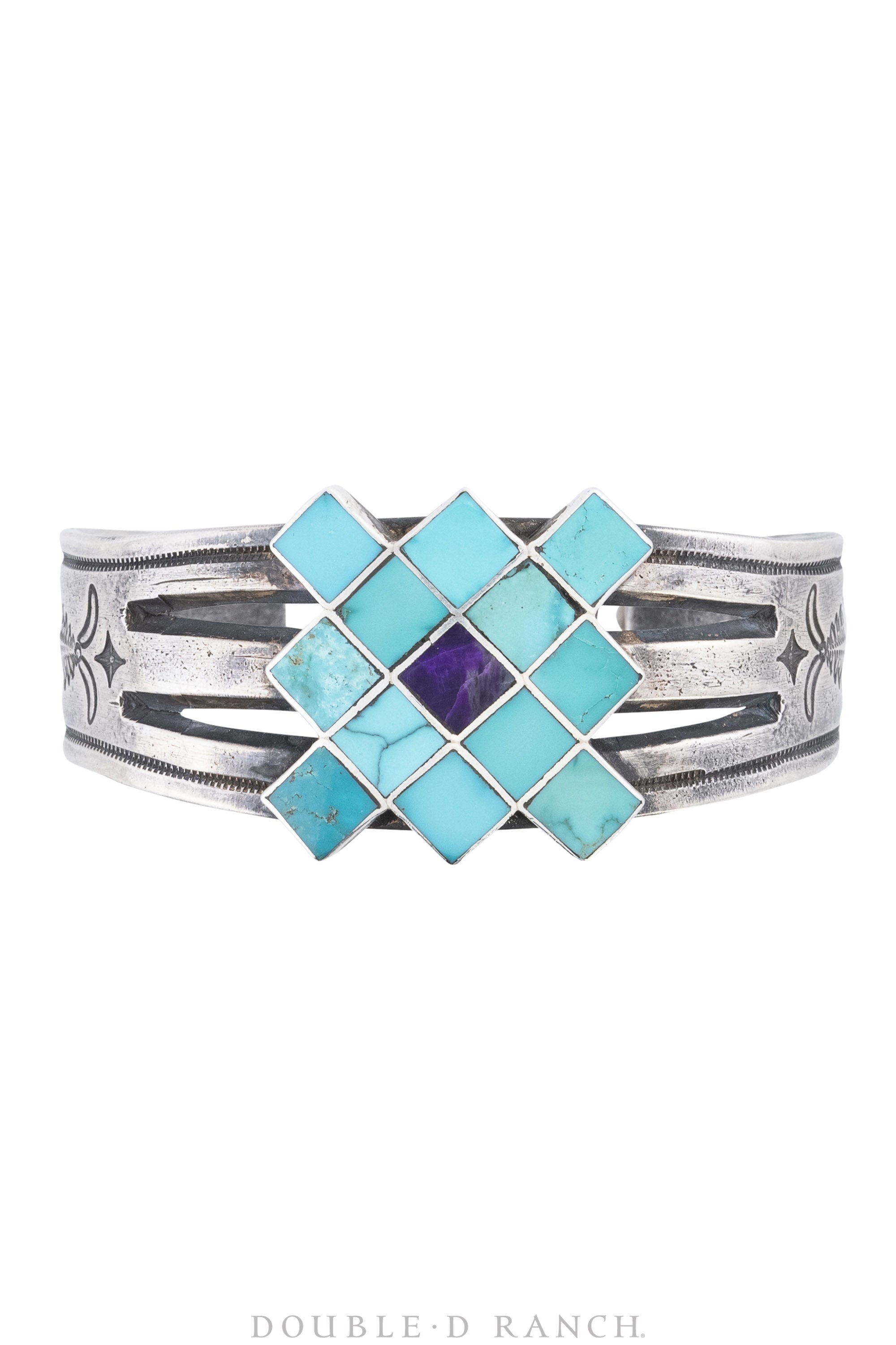 Cuff, Inlay, Turquoise & Lapis, Coin Silver Artisan, Hallmark, Contemp