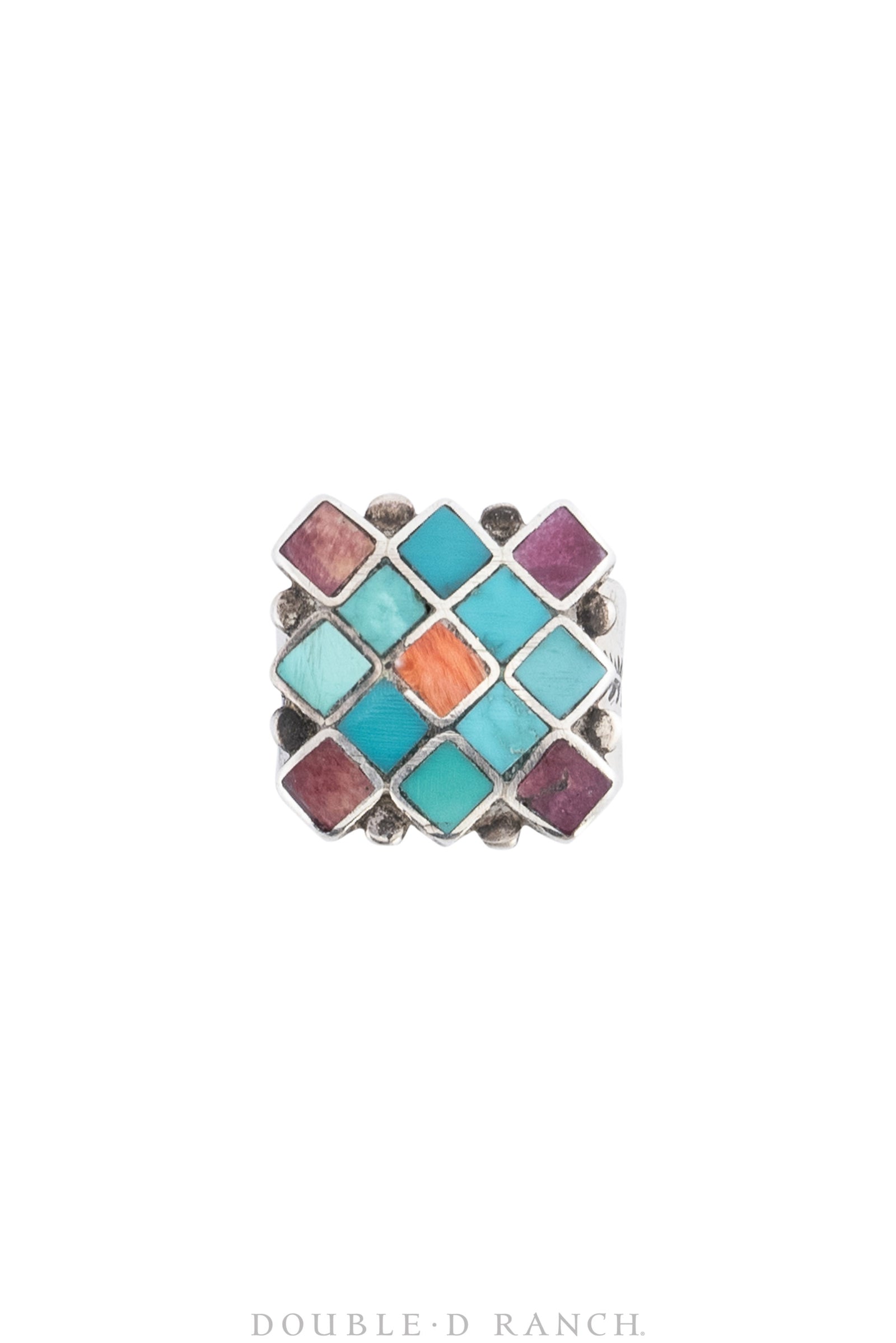 Ring, Inlay, Turquoise, Orange Spiny Oyster, Purple Spiny Oyster, 777