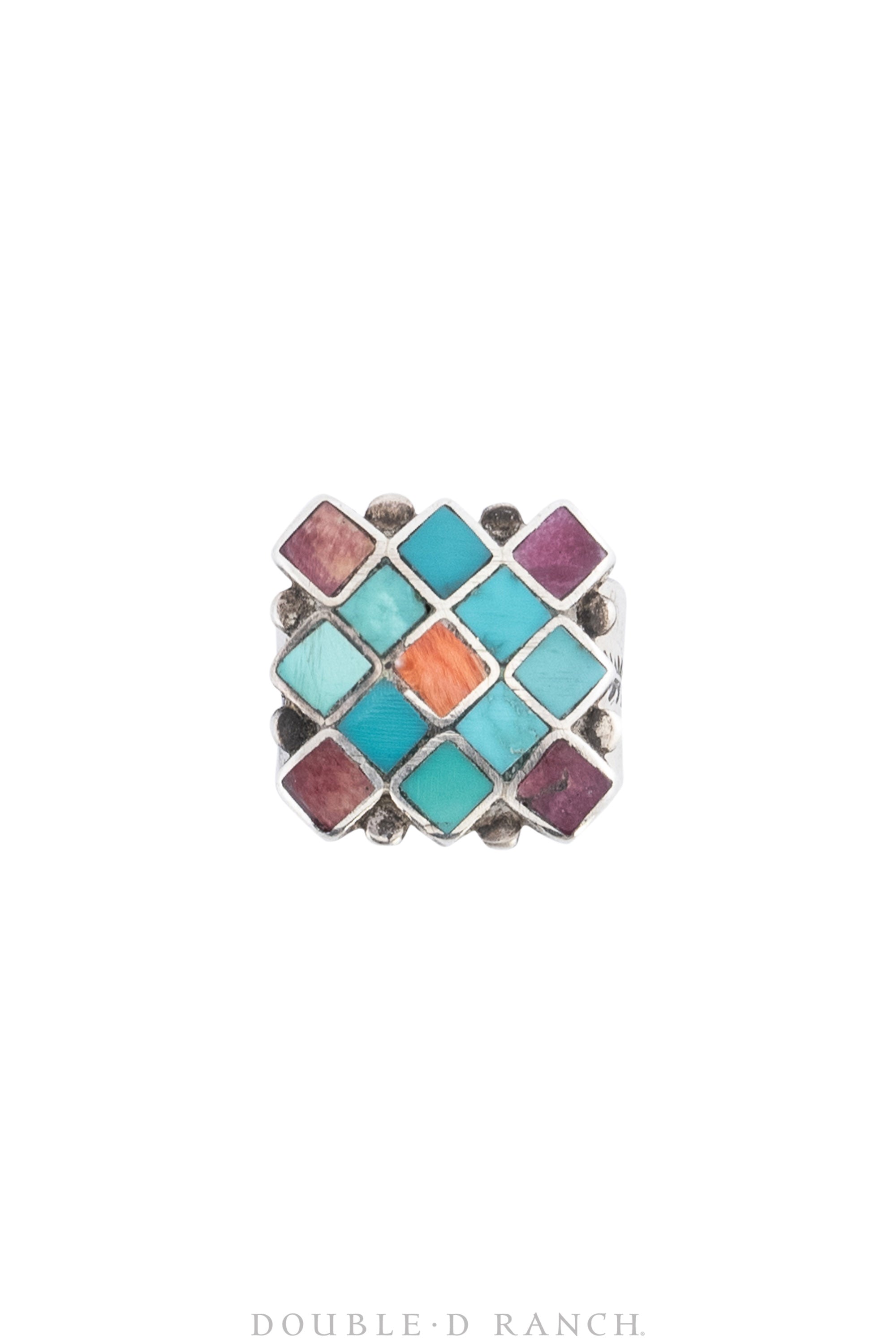 Ring, Inlay, Turquoise, Orange Spiny Oyster, Purple Spiny Oyster, 777
