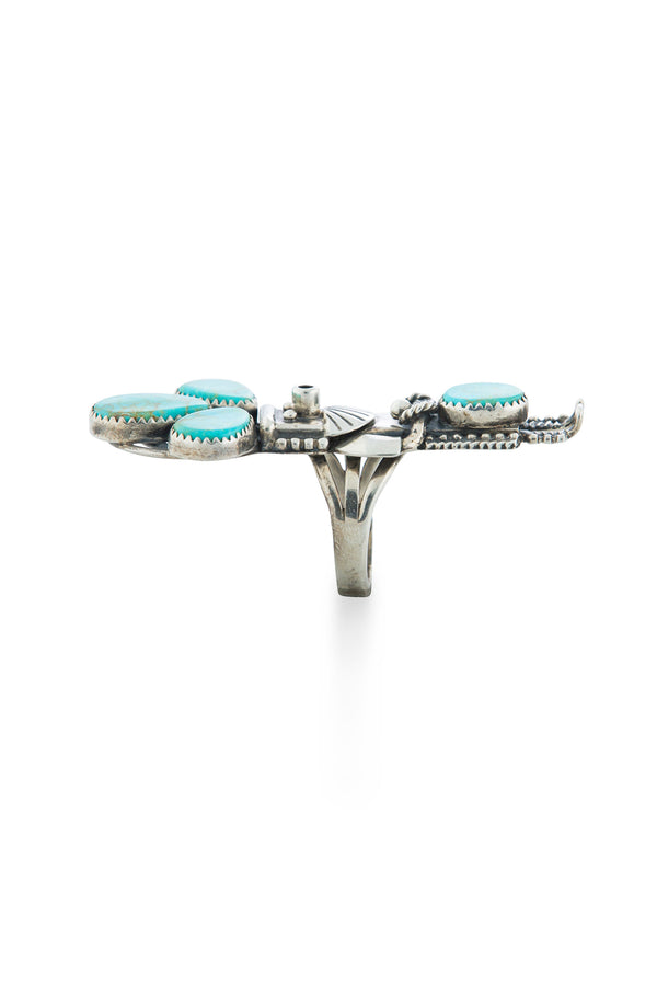 Ring, Conversational, Kachina, Turquoise, Early Jerry Roan, Hallmark,
