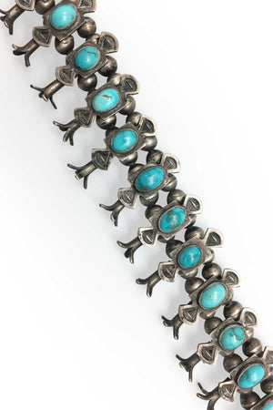 Necklace, Squash Blossom, Turquoise, Vintage, Boxbow, 1940's