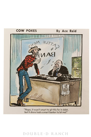 Art, Folk, Cowpokes, Ace Reid 4 Color Cartoon Portfolio with Letter, Vintage '75, 1267