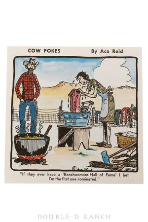 Art, Folk, Cowpokes, Ace Reid 4 Color Cartoon Portfolio with Letter, Vintage '75, 1267