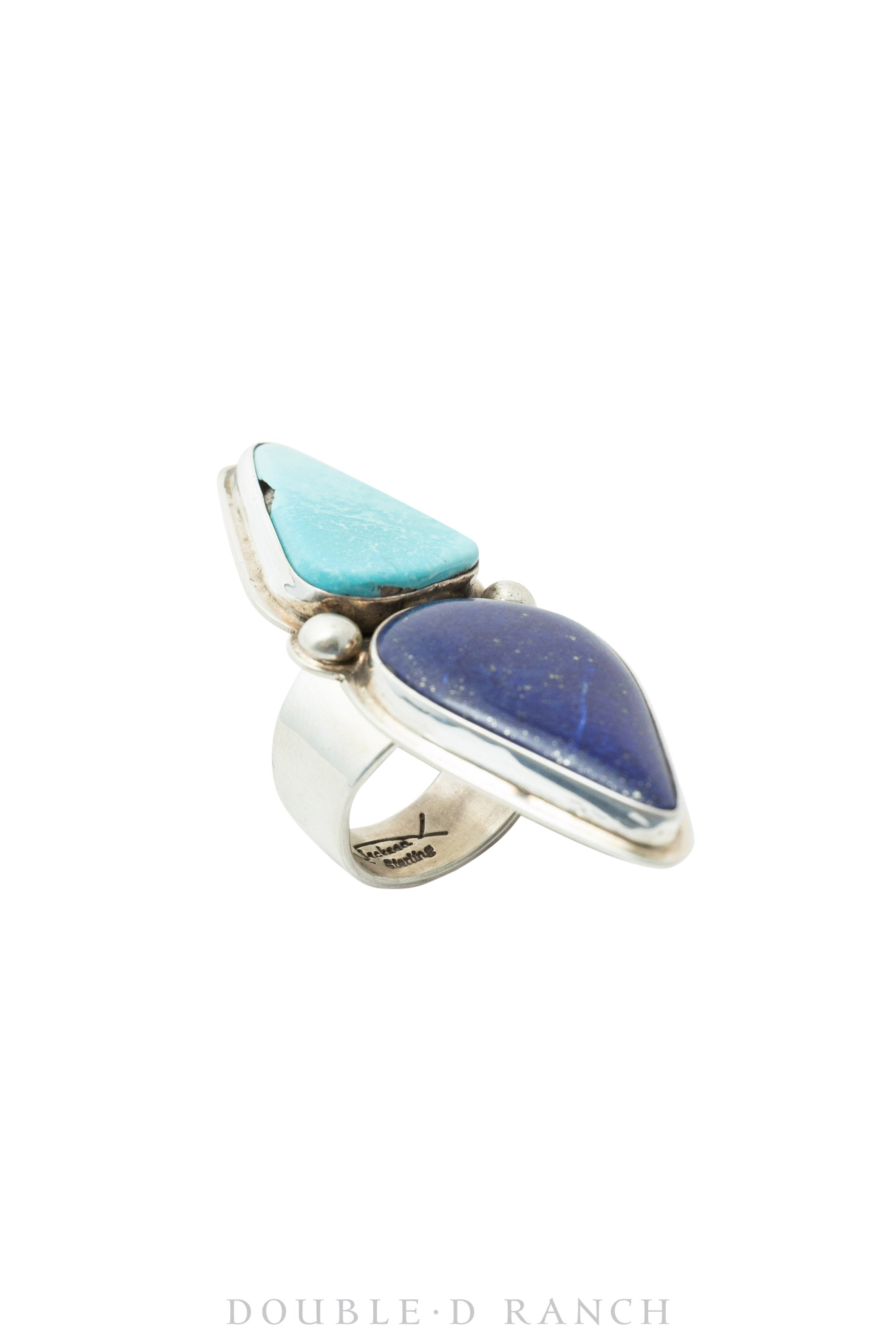 Ring, Natural Stone, Turquoise & Lapis, Double Stone, Contemporary, 1165