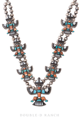 Necklace, Statement, Multi Stone, Knife Wing, Zuni, Handmade Beads, Vintage, Collector, 1907