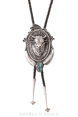 Bolo, Novelty, Turquoise, Steer Head, Vintage, 1918