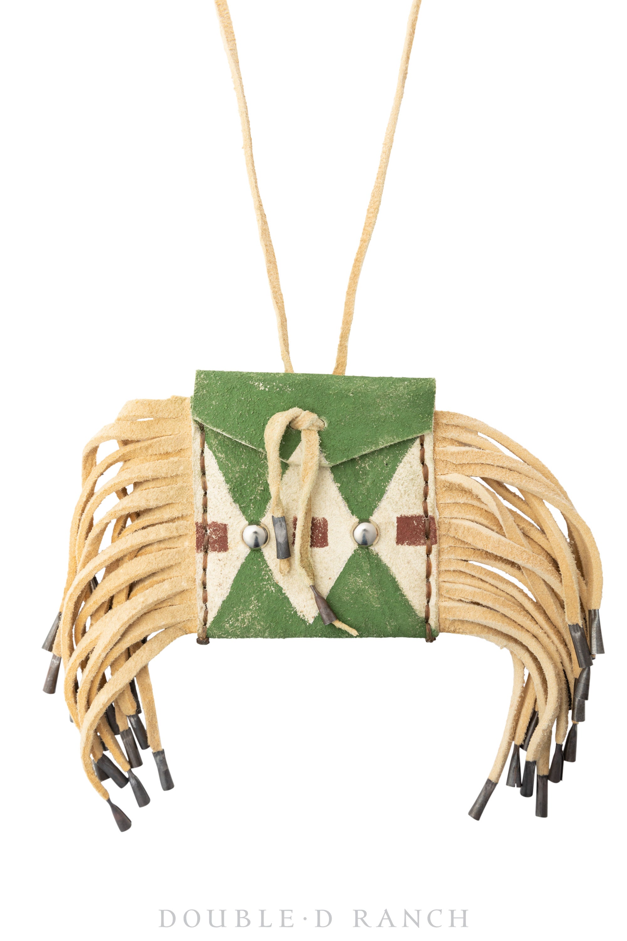 Bag, Possibles Pouch, Fringe & Beading, Green, Contemporary, 1078