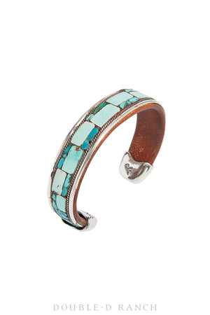 Cuff, Inlay, Turquoise, Stacker, Leather Lined, Artisan, Contemporary, 2916-4