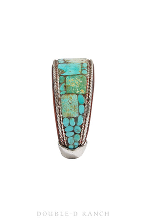 Cuff, Inlay, Turquoise, Leather Lined, Artisan, Charlie Favour, Contemporary, 3059C