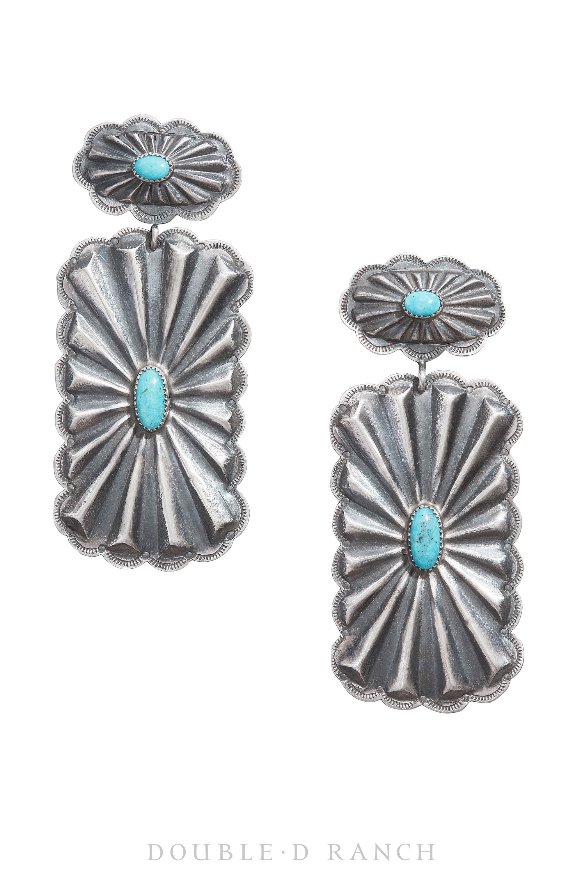 Earrings, Concho, Turquoise & Sterling Silver, Artisan, Hallmark, Contemporary, 1067