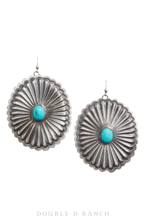 Earrings, Concho, Turquoise, Hallmark, Contemporary, 1147