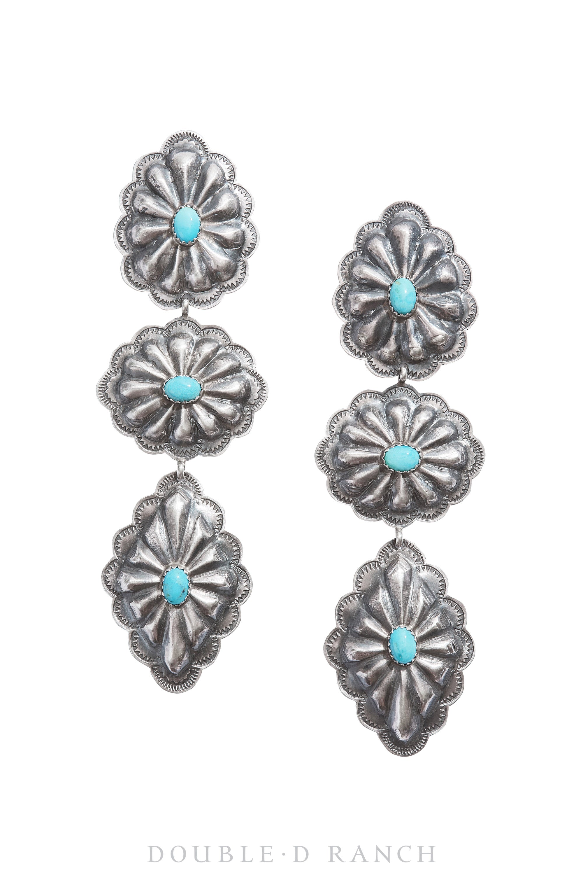 Earrings, Concho, Turquoise, Hallmark, Contemporary, 1148