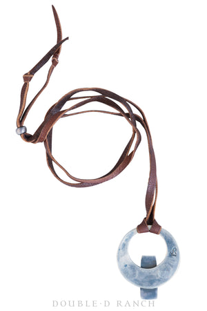 Necklace, Leather Thong, Stone Naja, Jesse Robbins Artisan, Hallmark, Contemporary, 1665