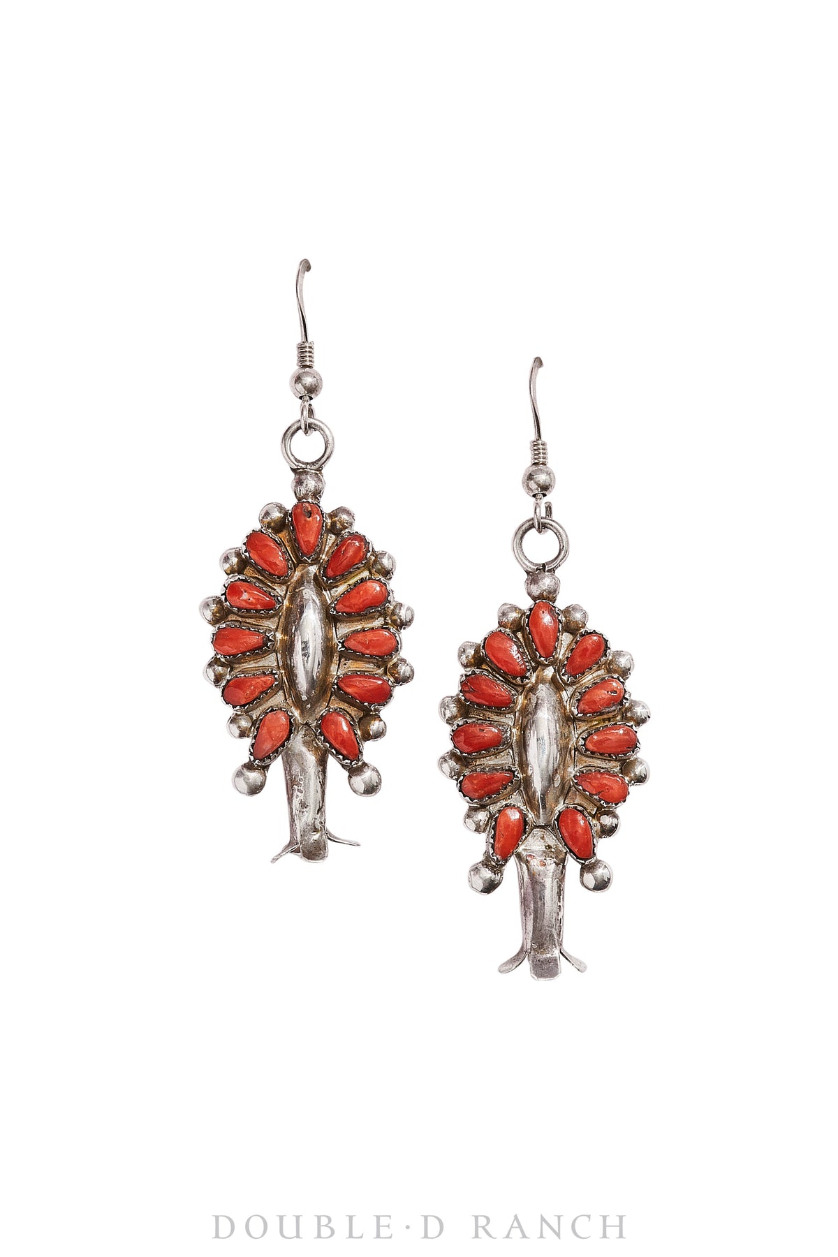 Necklace, Squash Blossom, Coral, Cluster, Includes Matching Earrings, Hallmark, Vintage, Old Pawn, 1735