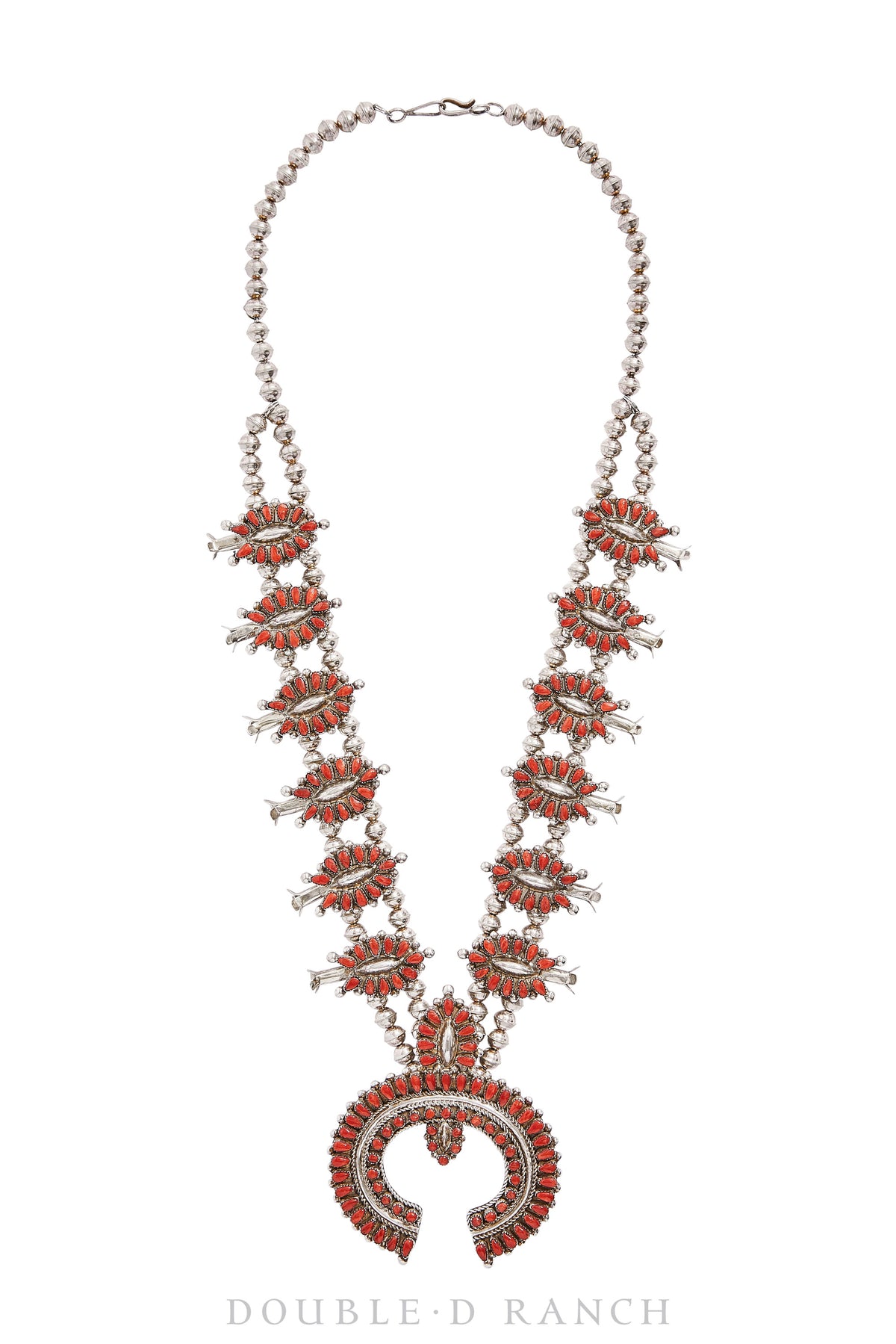 Necklace, Squash Blossom, Coral, Cluster, Includes Matching Earrings, Hallmark, Vintage, Old Pawn, 1735