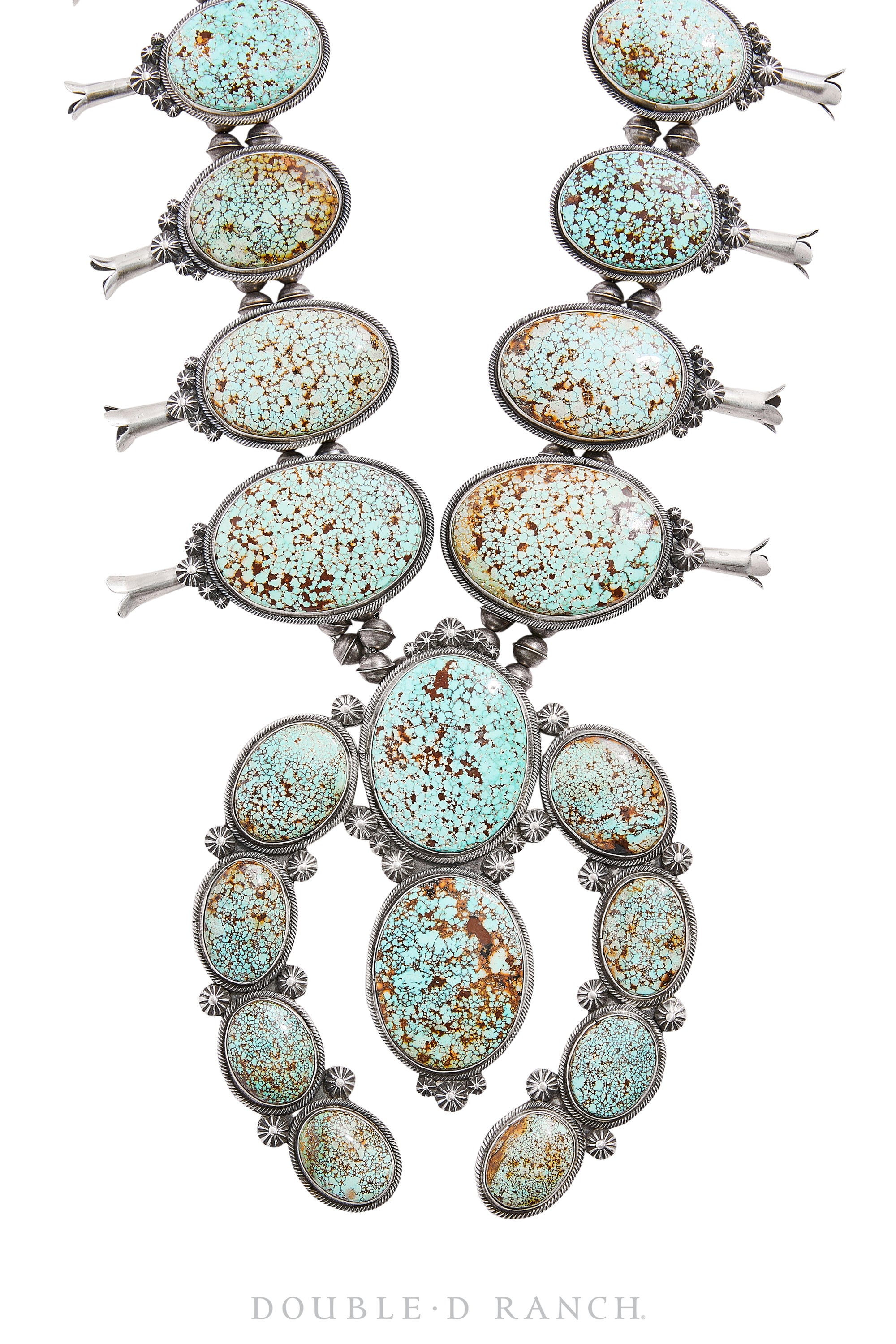 Necklace, Squash Blossom, Turquoise, Sonoran Spiderweb, Hallmark, Contemporary, 1742