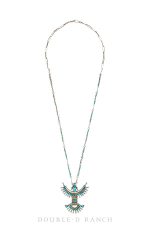 Necklace, Pendant, Turquoise, Needlepoint, Knife Wing, Hallmark, Vintage, 1779