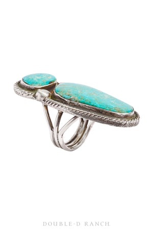 Ring, Natural Stone, Turquoise, Double Stone, Contemporary, 1018