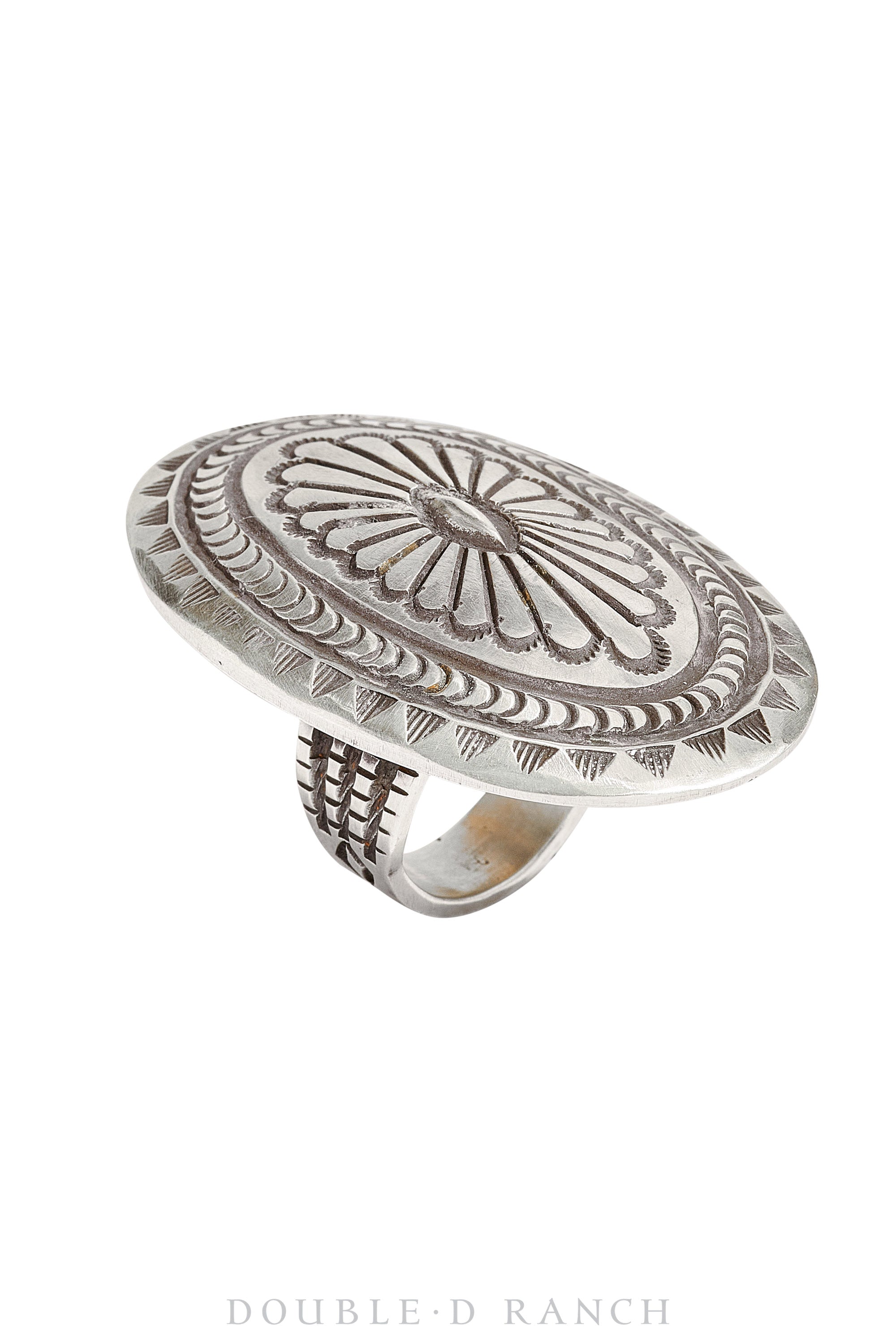 Ring, Concho, Sterling Silver, Stampwork, Artisan, Contemporary, 1073