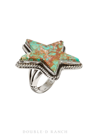 Ring, Novelty, Turquoise, Star, Contemporary, 1130