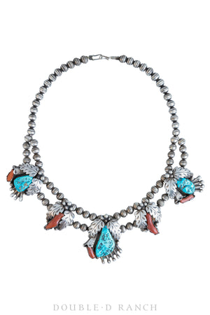 Necklace, Opera, Turquoise & Coral, Applique, Hallmark, Vintage, 1608