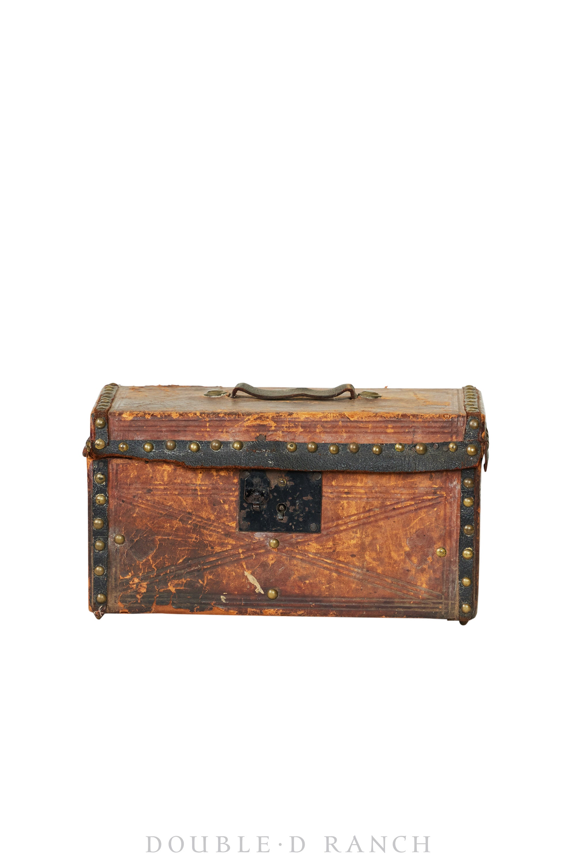 Home, Furniture, Trunk, Document, Hide Covered, Studded, Vintage 19th Century, 238