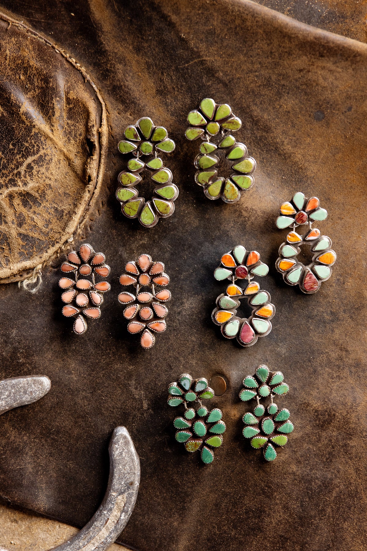 Earrings, Oscar Betz, Triangle, Turquoise, Hallmark, 585T1